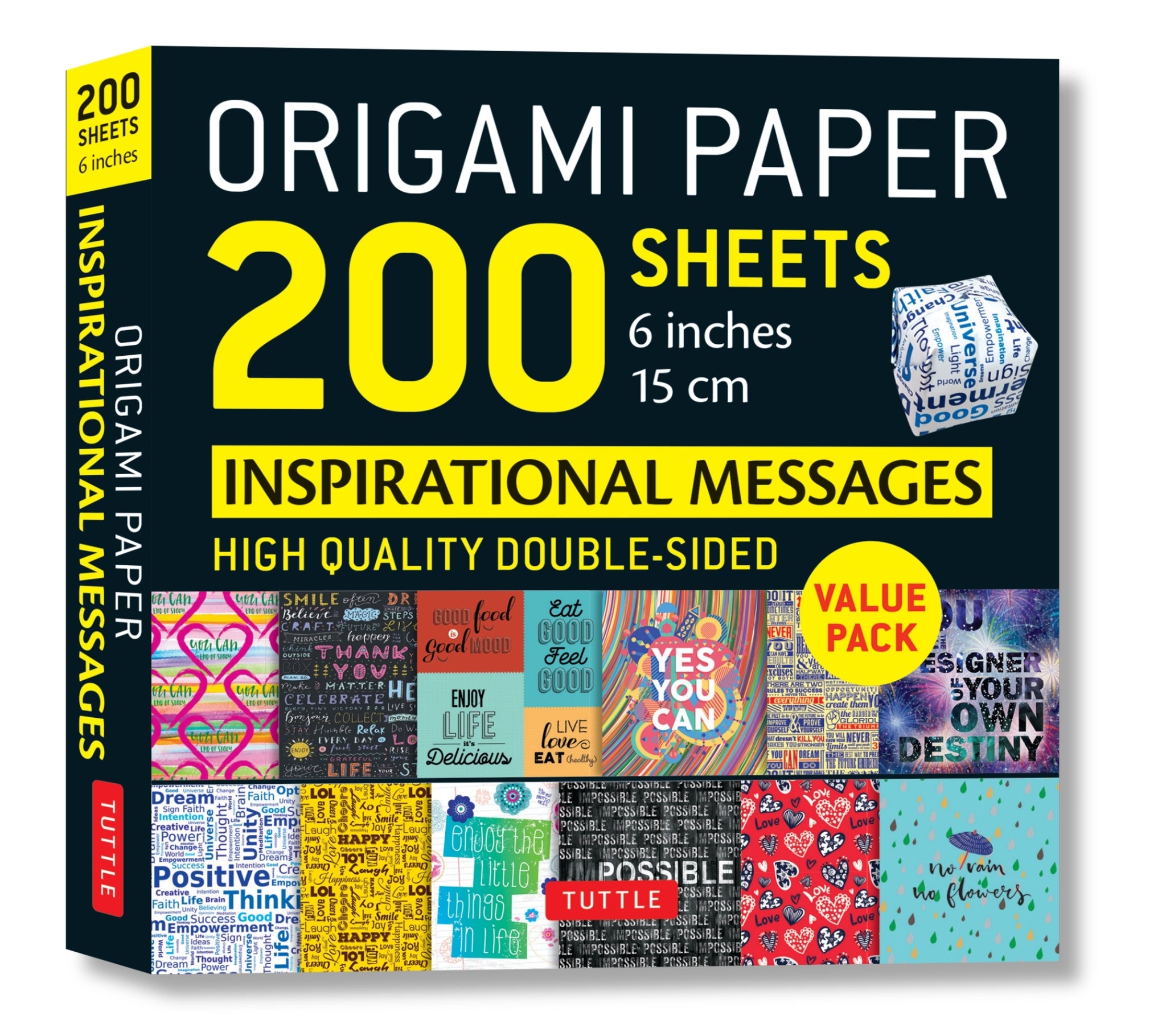 Cover image for Origami Paper 200 sheets Inspirational Messages 6" (15 cm) ISBN 9780804852067